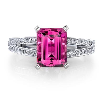 Omi Gems Pink Tourmaline and Diamond Ring