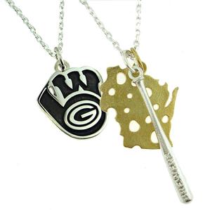 A Trio Jewelry Sterling Silver Wisconsin Pride Pendant Necklaces (2)