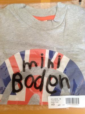 NWT Mini Boden @ symbol British Flag Shirt Boys 5/6