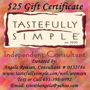 $25 Tastefully Simple Gift Certificate