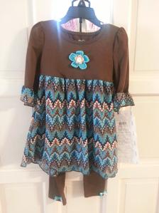 NWT Young Hearts size 5 girls 2pc Chevron Leggings and Tunic outfit 