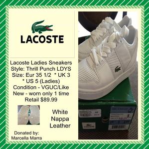 Size 5 Lacoste Women's white sneakers Style: Thrill Punch 