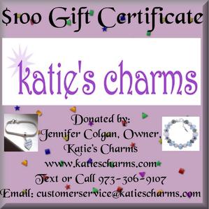 $100 Gift Certificate to Katie's Charms!  European Charm Bracelets & Beads!