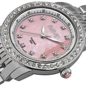 NEW August Steiner Genuine Diamonds Pink & Silver Swiss Womens Watch