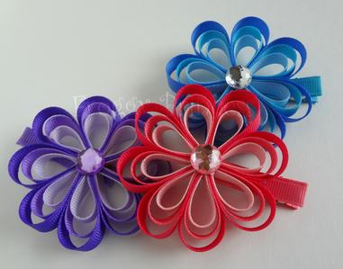 Set of 3 Handmade Flower Bows by Froggy Princess