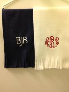 Set of 2 custom Monogrammed Scarves by Three Girls Unlimited