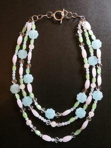 beautiful new Handcrafted pastel glass bead Necklace & Earrings