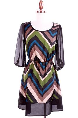 NEW Boutique high quality Chevron Dress by Millibon size 10/12 women's