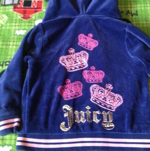 VGUC Juicy Couture 18-24 mo Girls Velour Hoodie Pink Crowns