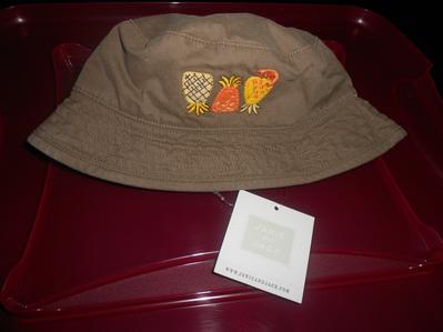 NEW rare JANIE & JACK reversible PINEAPPLE hat brown yellow Hawaii 3 6 12