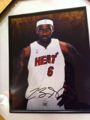 Lebron James Autographed 8x10 Photo Framed and Matted w/ cert.