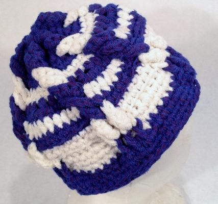 Blue and White Knit Hat