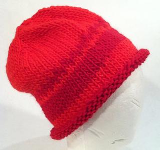 Red on red knit hat