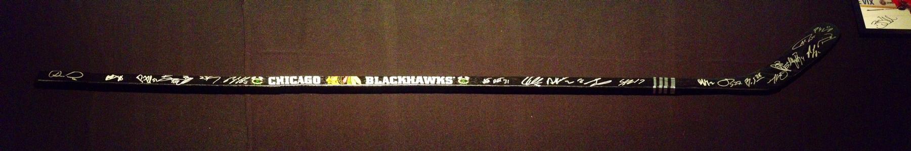 Autographed Chicago Blackhawks Hockey Stick. Signed by 2013-14 Blackhawks.