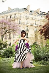 Parisian Striped Dress with Tulle Skirt