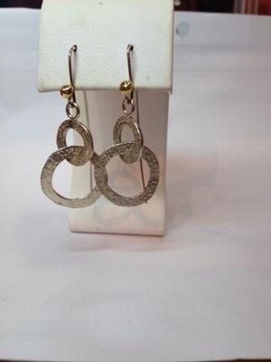 Sterling silver and 18K gold textured dangle earrings
