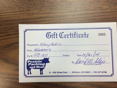 $50 Gift Certificate to Prairie Packing