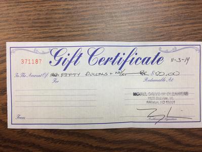 $50 Gift Certificate to Model Cleaners
