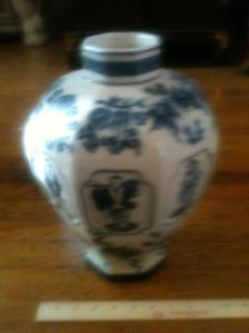 Blue and White Vase with Chinese Figurines
