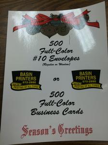 500 Colored Envelopes or 500 Full-Color Business Cards