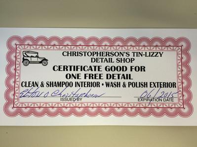 $300 Christopherson's Tin-Lizzy Free Auto Detail