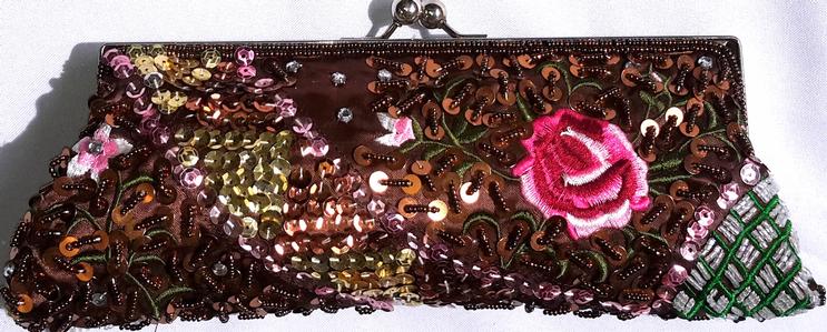 Gently Used Rose Embroidered and Beaded handbag