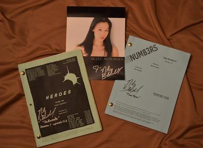 Nicole Bilderback signed Numb3rs and Heros Scripts