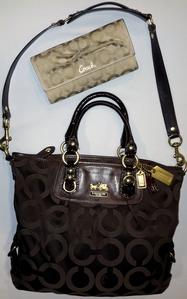 Gently Used Large Coach tote with Gold wallet