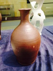 Ceramic Brown Vase by Artist Dr. Evan Trupia (P&S '15)