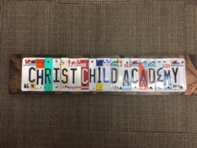 Christ Child Academy License Plate Sign