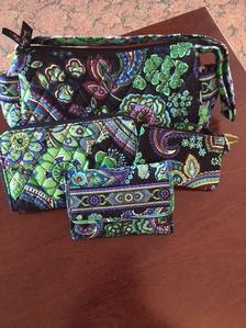 Vera Bradley Maggie Handbag with 3 matching wallets