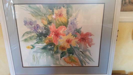 Framed Original Floral Watercolor