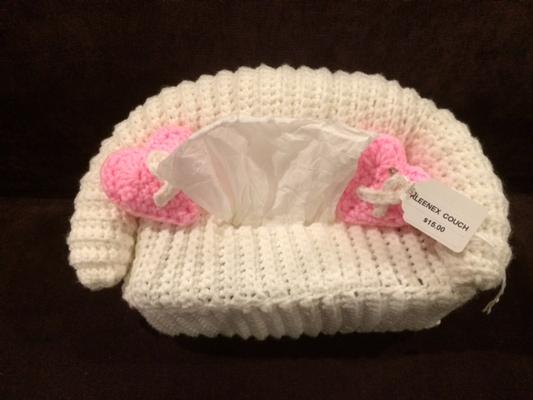 Handmade crochet tissue box cover