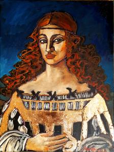 Girl with Wild Hair (After Unknown Italian Artist Portrait of Lucrezia Borgia)