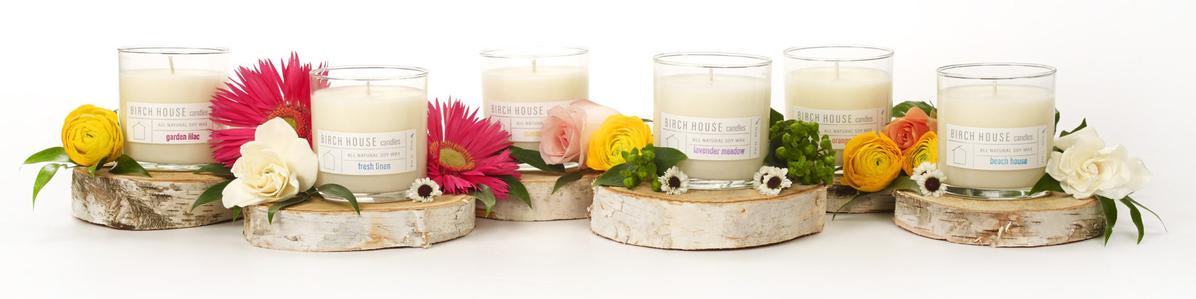 2 Hand Crafted Birch House Candles