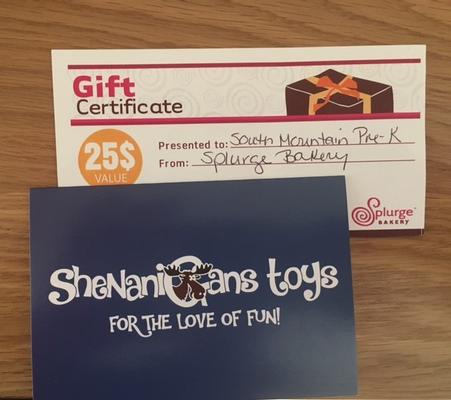 Splurge Bakery & Shennigan's Toy Store Gift Cards