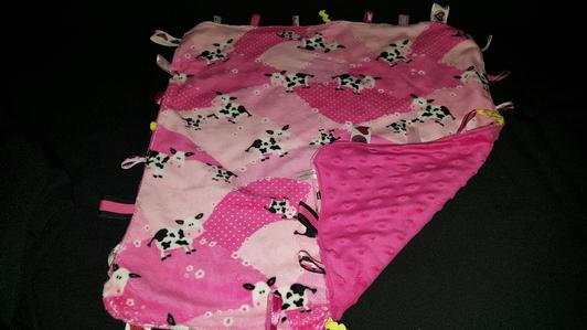 Pink Cow Ribbon Blanket