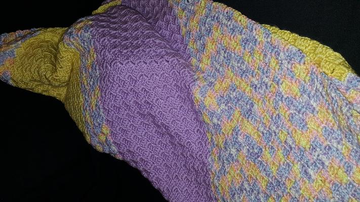 Baby Blanket - Yellow, Purple, Pink