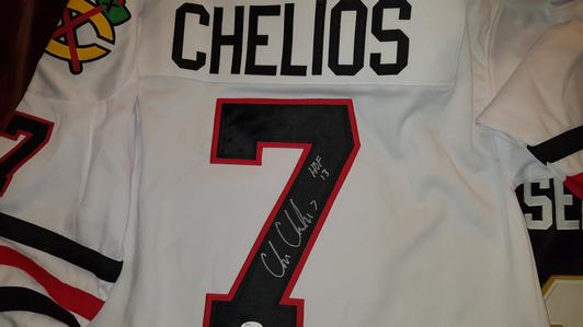 Signed Chelios Blackhawk Jersey