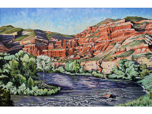 Wind River Red Rock, 2017, oil on canvas, by Virginia Moore