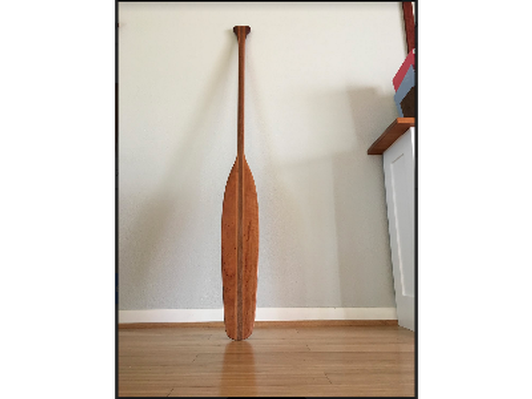 Ottertail canoe paddle of cherry, walnut, and bloodwood, 58 inches