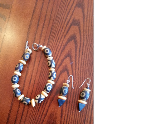 African motif bracelet and earring set