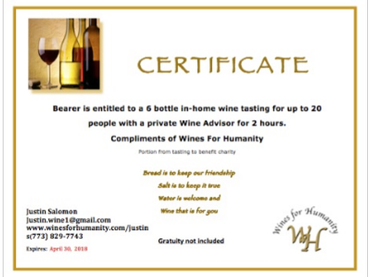 Private Wine Tasting, 6 Bottles -Certificate for up to 20 people with Adviser