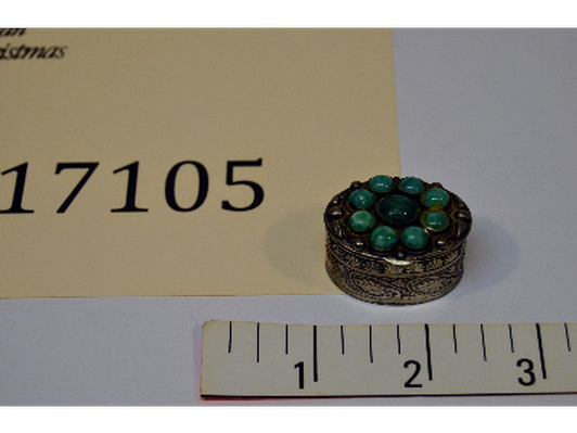 Silver Pill Box with Antique Stones