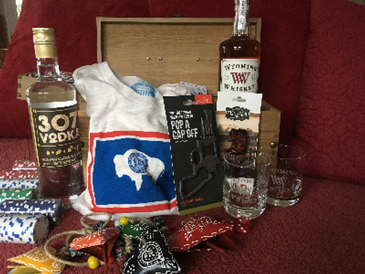 Cowboy poker and booze gift package