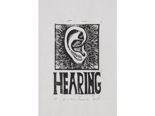 Hearing limited edition linocut print 