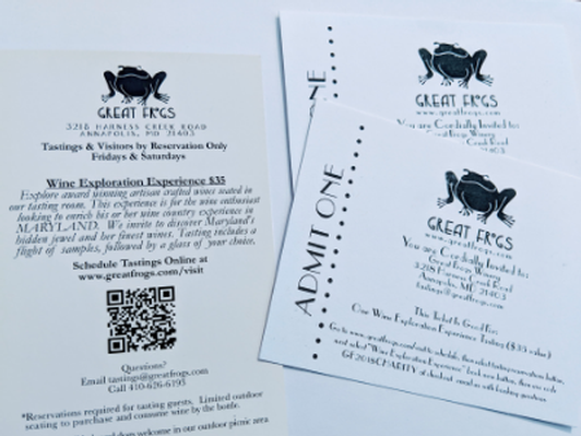 Great Frogs Winery Tasting 2 tickets