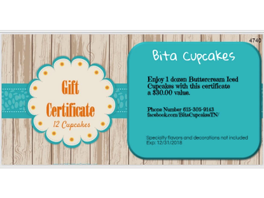 Bita Cupcakes - 1 Dozen Buttercream Cupcakes