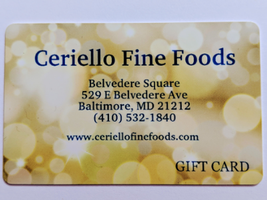 Ceriello Fine Foods $25 Gift card 