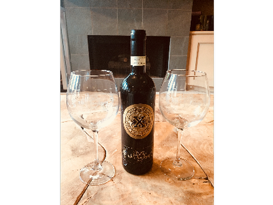 Custom Etched Wine Bottle and Glasses